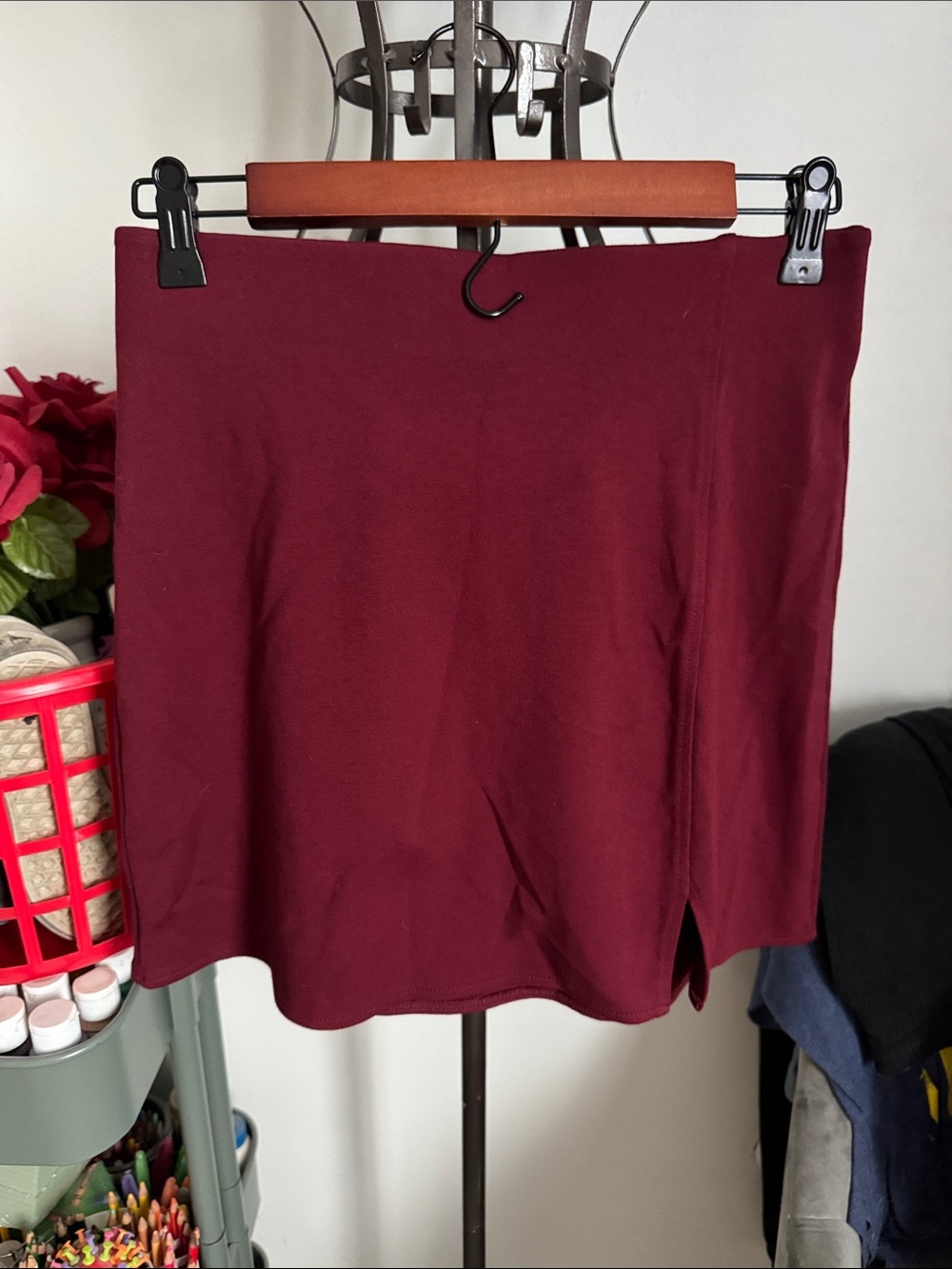 Women's Burgundy A-Line Skirt